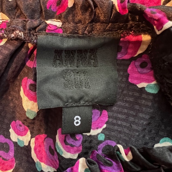 ANNA SUI Vintage Silk Dress, Size 8, Black & Purple Flower Petals, Early 2000s! - Picture 12 of 13